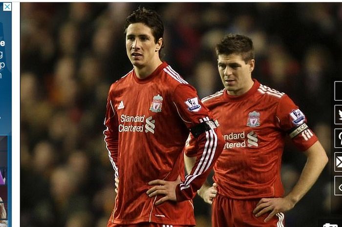 Steven Gerrard (kanan) merasa sakit hati ketika ditinggal oleh Fernando Torres (kiri) pada Januari 2011.