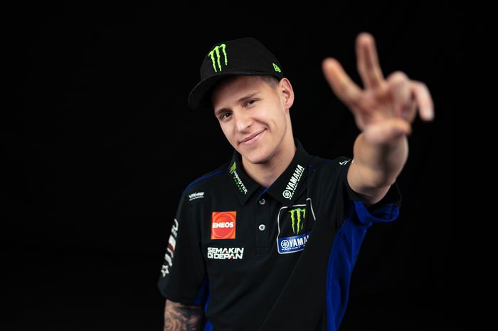 Pembalap Monster Energy Yamaha, Fabio Quartararo, pada peluncuran tim pada Senin (15/2/2021).