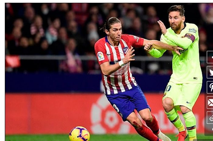 Mantan bek kiri Atletico Madrid, Filipe Luis, ungkap kiatnya dalam menghentikan bintang Barcelona, Lionel Messi.