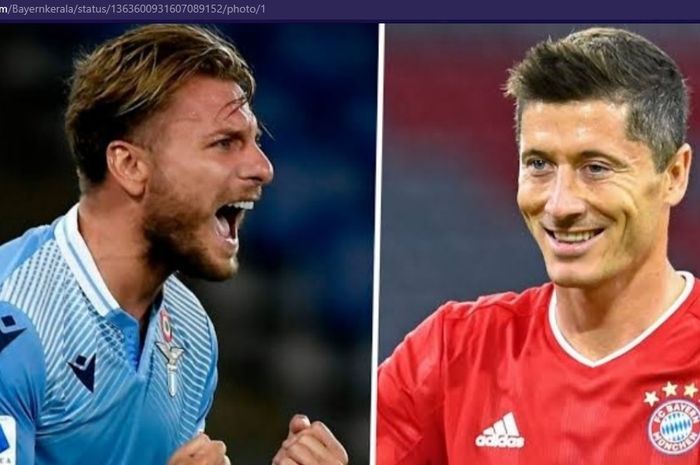 Ciro Immobile dan Robert Lewandowski berpeluang saling berhadapan saat Lazio menjamu Bayern Muenchen dalam laga babak 16 besar Liga Champions 2020-2021, Selasa (23/2/2021) waktu setempat atau Rabu pukul 03.00 WIB.