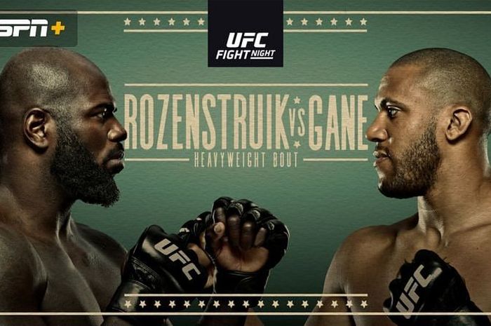 Poster pertandingan Jairzinho Rozenstruik vs Cyril Gane pada UFC Vegas 20 di UFC APEX, Las Vegas, AS, Minggu (28/2/2021) pagi WIB.