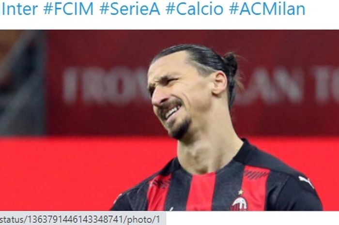 Striker AC Milan, Zlatan Ibrahimovic, masih belum mampu mencetak gol di Liga Europa 2020-2021.