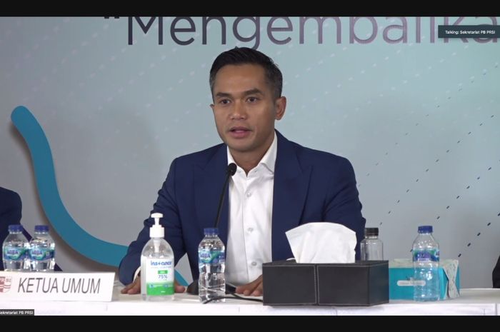 Anindya Bakrie memberikan sambutan setelah terpilih kembali sebagai Ketua Umum PB PRSI 2021-2025, Sabtu (27/2/2021).