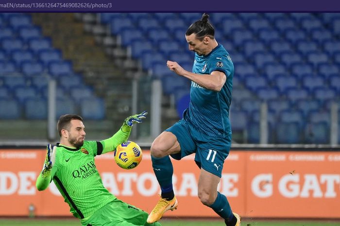 Striker andalan AC Milan, Zlatan Ibrahimovic, masih puasa gol saat timnya bangkit dan mempermalukan AS Roma. 