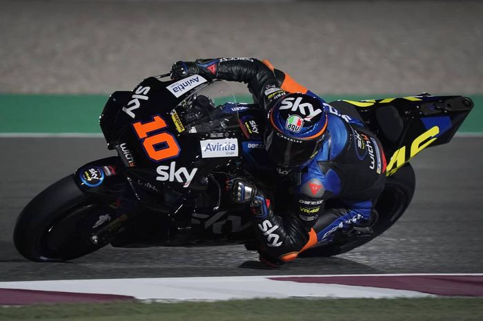 Pembalap Sky VR46 Avintia, Luca Marini, pada tes shakedown di Sirkuit Losail, Qatar, Jumat (5/3/2021).