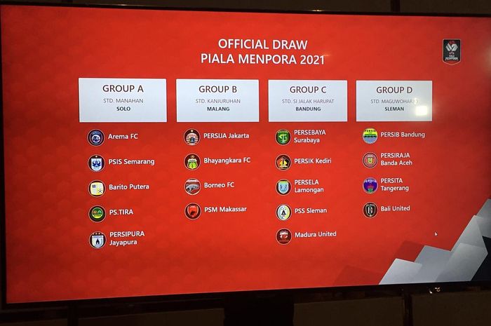 Hasil Drawing Piala Menpora 2021