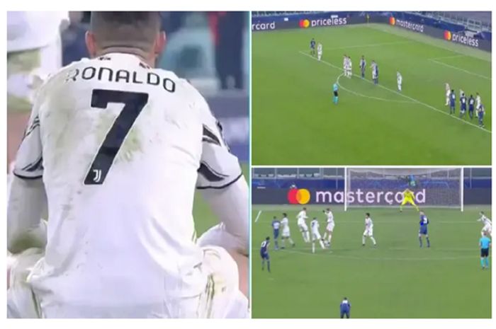 Cristiano Ronaldo meratapi kegagalan Juventus setelah disingkirkan FC Porto dari Liga Champions, Rabu (10/3/2021) dini hari WIB, di Stadion Allianz, Turin. Cara blok Ronaldo dengan membalikkan badan terhadap free-kick pemain Porto Sergio Oliveira disalahkan sebagai penyebab gol.