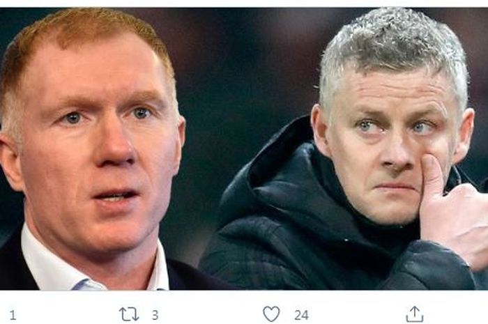 Legenda Manchester United, Paul Scholes berbeda pendapat dengan pelatih Ole Gunnar Solskjaer soal hasil imbang melawan AC Milan.