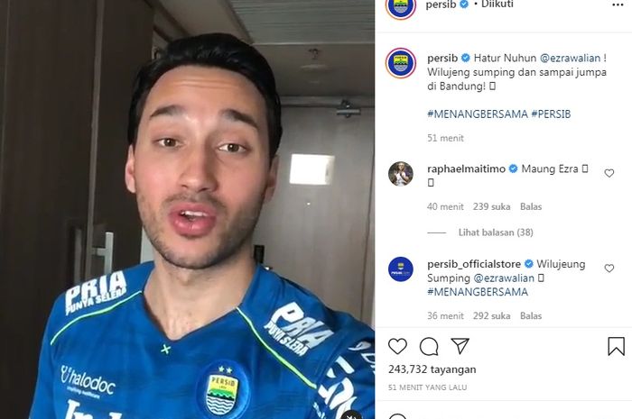 Kabar bergabungnya Ezra Walian dengan Persib Bandung yang disambut komentar Raphael Maitimo