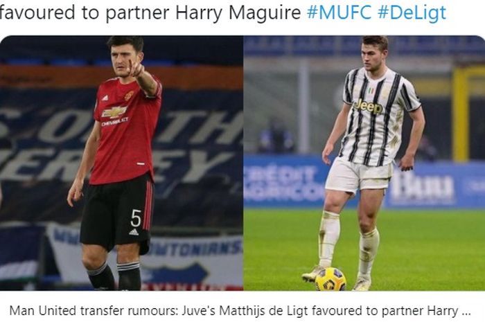 Untuk tandem baru, kapten Manchester United, Harry Maguire, lebih memilih pemain lain daripada dengan bek Juventus, Matthijs de Ligt.