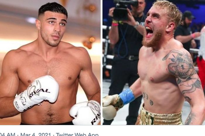 Petinju kelas penjelajah, Tommy Fury (kiri), akan berhadapan dengan YouTuber, Jake Paul.