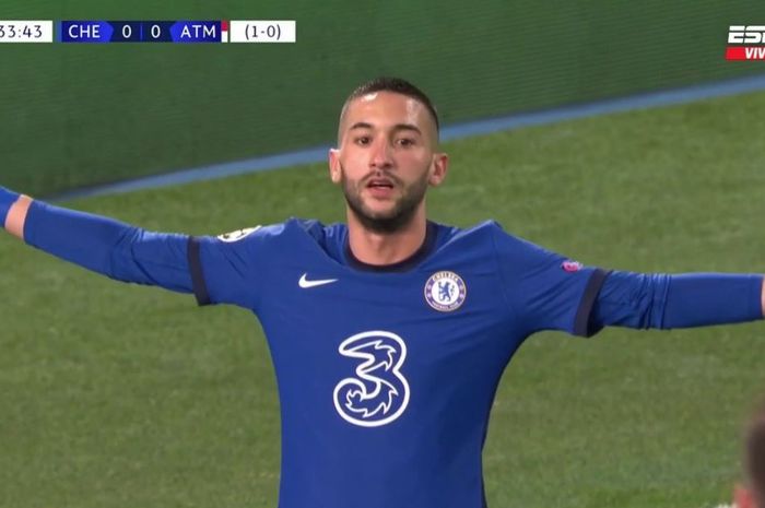 Winger Chelsea, Hakim Ziyech, merasa senang bisa mencetak gol penting yang membuat timnya menggebuk Atletico Madrid.