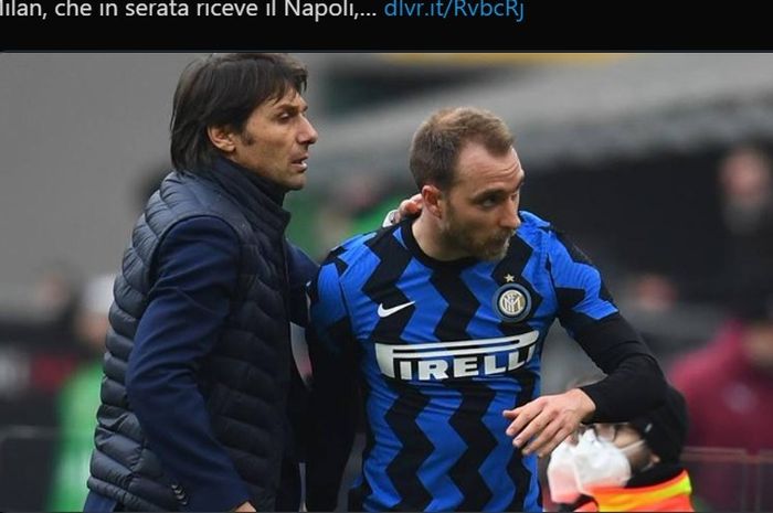 Christian Eriksen dan pelatih Inter Milan, Antonio Conte.