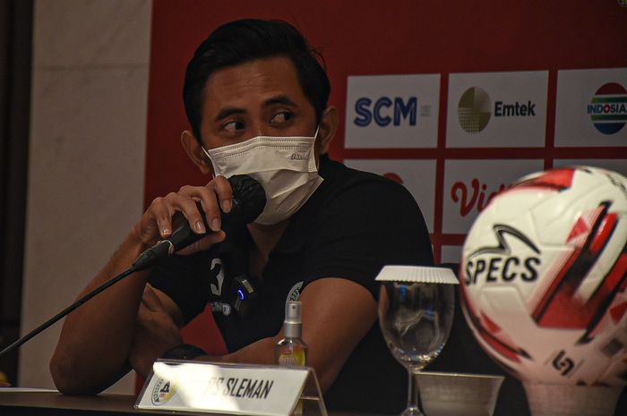 Bagus Nirwanto dalam konferensi pers pre-match melawan Madura United, Senin (22/3/2021) siang WIB.