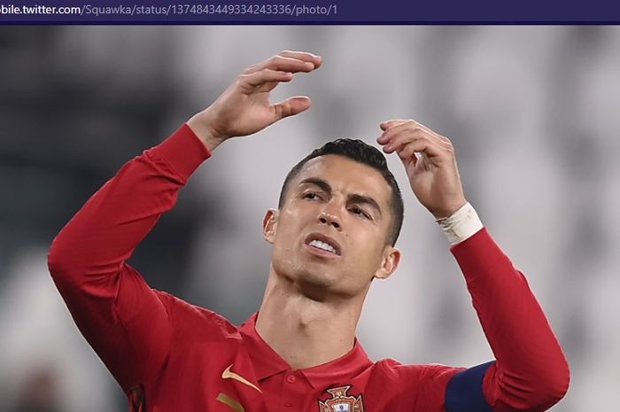 Kapten timnas Portugal, Cristiano Ronaldo, dalam laga kontra Azerbaijan pada Rabu (24/3/2021).