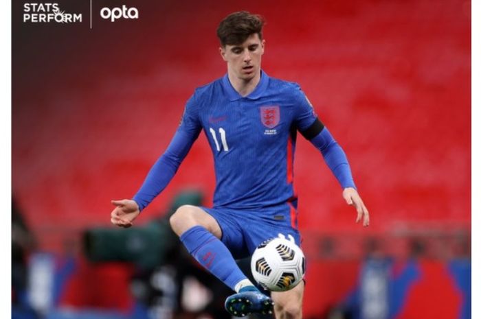 Aksi Mason Mount dalam pertandingan timnas Inggris melawan San Marino dalam laga kualifikasi Piala Dunia 2022.