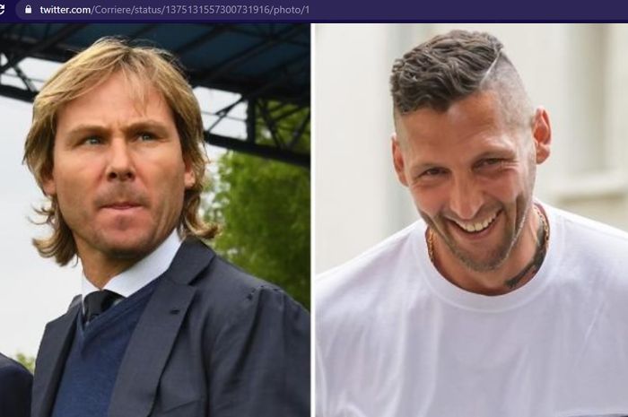 Wakil Presiden Juventus, Pavel Nedved (kanan) dan bek legendaris Inter Milan, Marco Materazzi.