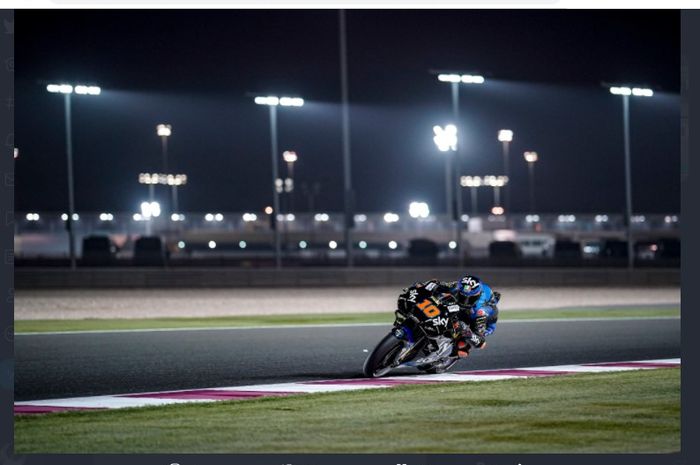 Pembalap Esponsorama Racing, Luca Marini, saat beraksi pada MotoGP Qatar 2021 di Sirkuit Losail, Minggu (28/3/2021).