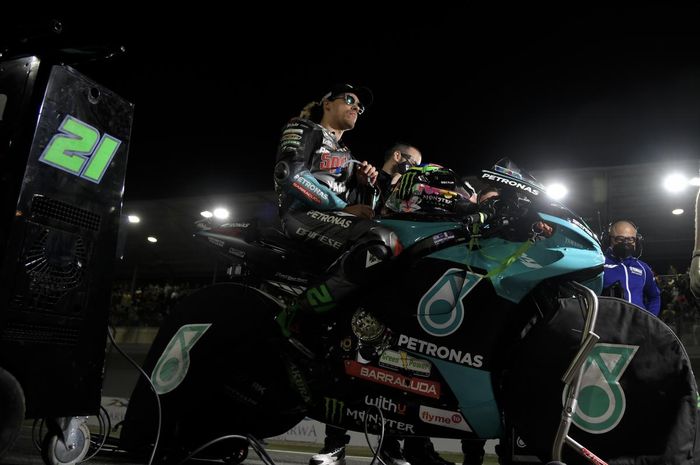 Pembalap Petronas Yamaha SRT, Franco Morbidelli, pada balapan MotoGP Qatar di Sirkuit Losail, Qatar, Doha, Minggu (28/3/2021).