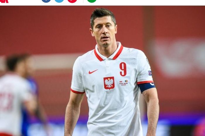 Penyerang andalan Timnas Polandia, Robert Lewandowski, bakal absen dalam laga kontra Timnas Inggris pada Kamis (1/4/2021) dini hari WIB.