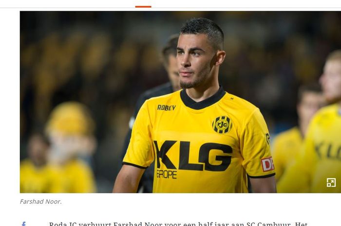 Farshad Noor saat berkostum klub Liga Belanda, Roda JC.