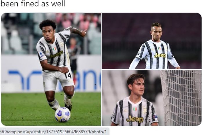 Tiga pemain Juventus, Weston McKennie, Paulo Dybala, dan Arthur Melo, dihukum skorsing karena melanggar protokol COVID-19 di Italia.