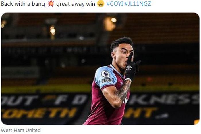 Jesse Lingard kala membela West Ham United pada musim lalu.