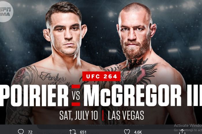 Poster duel Conor McGregor vs Dustin Poirier ketiga pada UFC 264 (10/7/2021) mendatang.