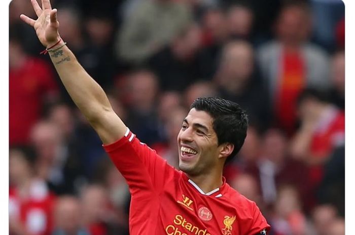 Luis Suarez saat masih mengenakan seragam Liverpool.