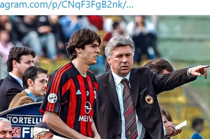 Kaka dan Carlo Ancelotti saat keduanya masih di AC Milan.