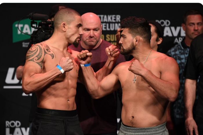 Dua petarung kelas menengah, Robert Whittaker (kiri) dan Kevin Gastelum, akan bentrok dalam acara utama UFC Vegas 24 , di Las Vegas, Minggu (18/4/2021)