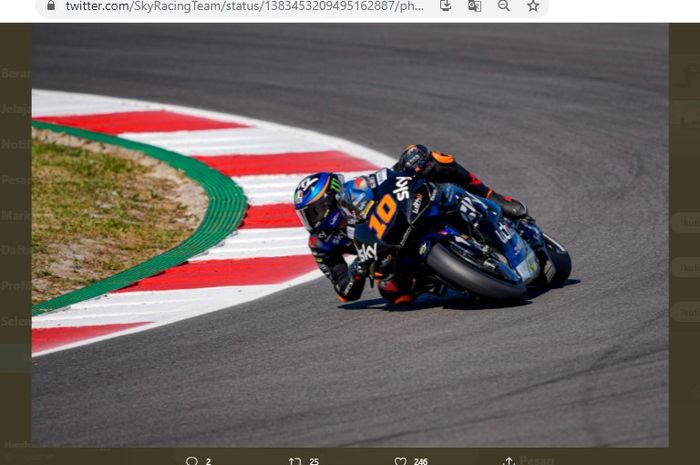 Pembalap Esponsorama Racing, Luca Marini, saat sesi kualifikasi MotoGP Portugal 2021, Sabtu (17/4/2021).