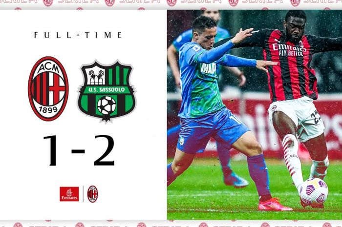 AC Milan kalah dari Sassuolo dalam pekan 32 Liga Italia di San Siro, 21 April 2021.