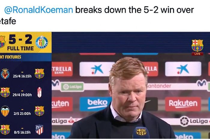 Pelatih Barcelona, Ronald Koeman.