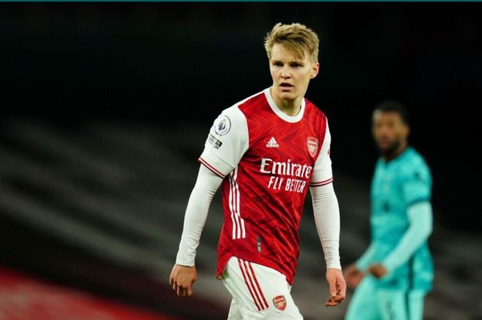 Martin Odegaard saat menjalani masa peminjaman di Arsenal pada paruh musim kedua 2020-2021.