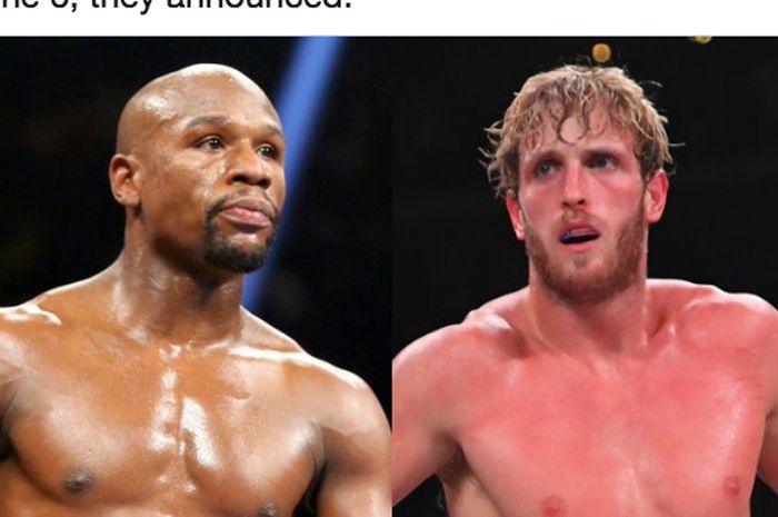 Legenda tinju dunia, Floyd Mayweather Jr (kiri), dan Youtuber sekaligus petinju abal-abal, Logan Paul (kanan).