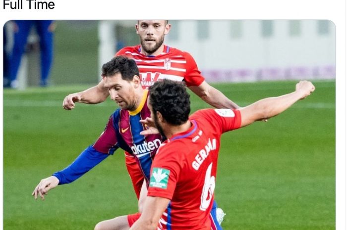 Bintang Barcelona, Lionel Messi, tampil melawan Granada pada pertandingan Liga Spanyol di Camp Nou, Kamis (29/4/2021)