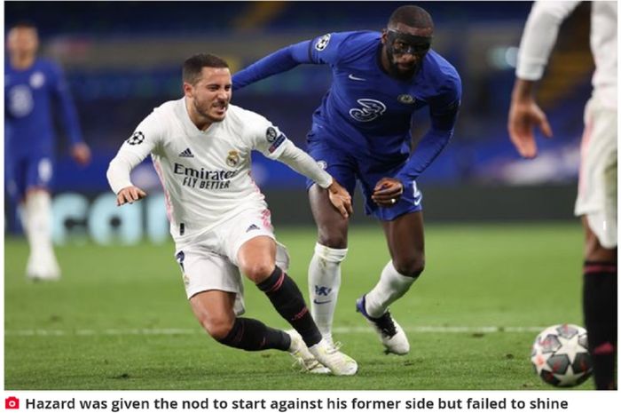 Eden Hazard (kiri) gagal membawa timnya, Real Madrid, ke final Liga Champions setelah disingkirkan Chelsea dalam semifinal leg kedua di Stadion Stamford Bridge, London, Kamis (6/5/2021) dini hari WIB.