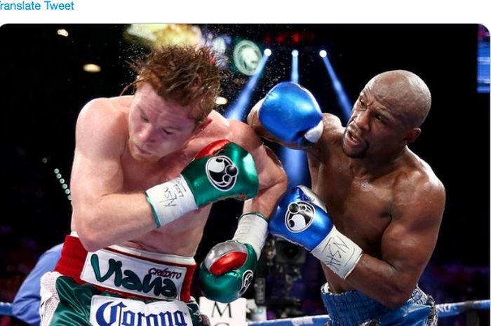 Canelo Alvarez (kiri) saat bertanding melawan Floyd Mayweather Jr (kanan) pada 2013 lalu.