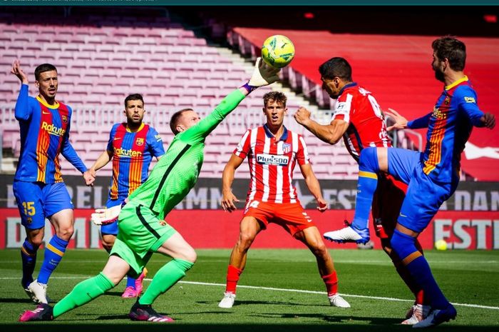 Barcelona bermain imbang 1-1 melawan Atletico Madrid pada jornada ke-35 Liga Spanyol 2020-2021.