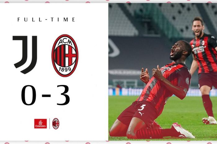 Juventus ditekuk 0-3 oleh AC Milan di kandangnya sendiri, Stadion Allianz, dalam laga pekan ke-35 Liga Italia 2020-2021.