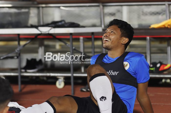 Rifad Marasabessy tengah mengikuti pemusatan latihan timnas Indonesia di Stadion Madya, Senayan, Jakarta, 11 Mei 2021.