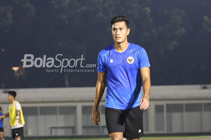 Muhammad Rafli sedang menjalani pemusatan latihan timnas Indonesia di Stadion Madya, Senayan, Jakarta, 11 Mei 2021.