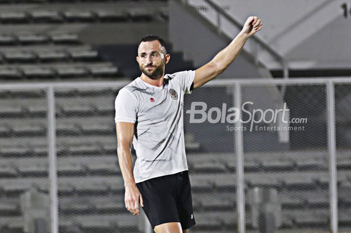 Ilija Spasojevic sedang mengikuti pemusatan latihan timnas Indonesia di Stadion Madya, Senayan, Jakarta, 11 Mei 2021.