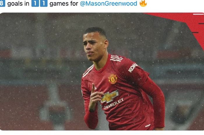 Penyerang Manchester United, Mason Greenwood