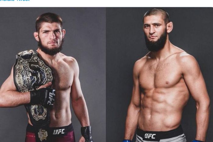 Khabib Nurmagomedov (kiri) dan Khamzat Chimaev (kanan)