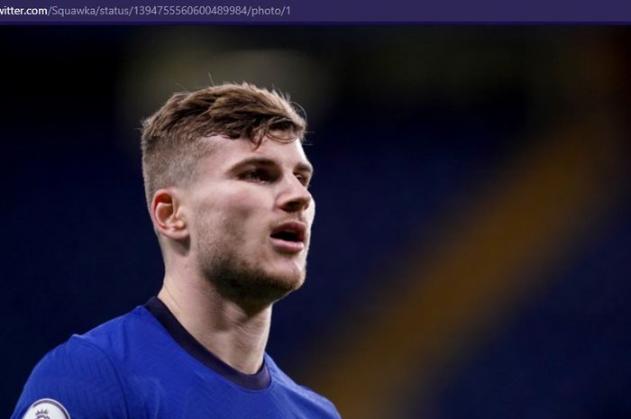 Timo Werner  dalam laga Chelsea vs Leicester City di Liga Inggris, Selasa (18/5/2021) di Stamford Bridge.