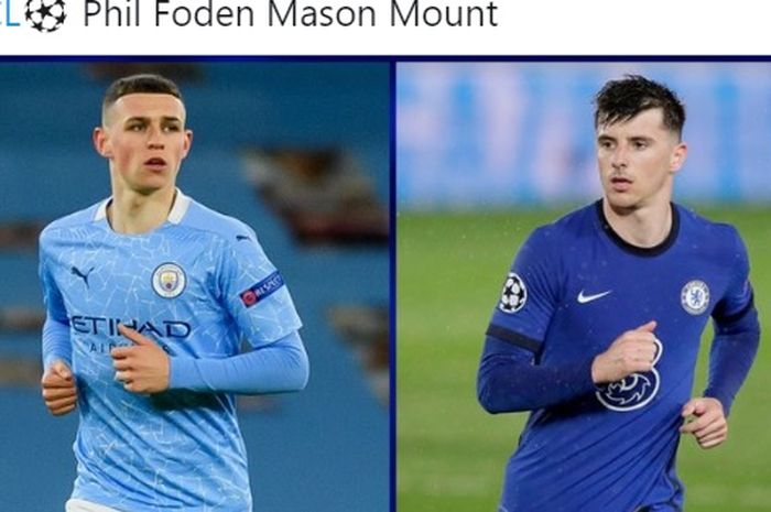 Dua pemain timnas Inggris, Phil Foden dan Mason Mount