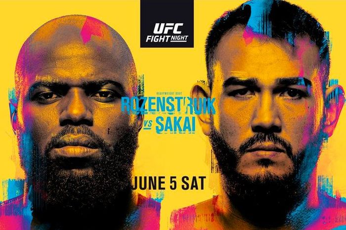 Poster pertarungan Jairzinho Rozenstruik vs Augusto Sakai pada ajang UFC Vegas 28, Sabtu (5/6/2021) atau Minggu pagi WIB. 