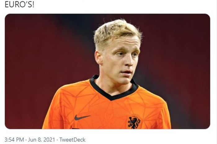 Donny van de Beek ketika mengenakan seragam timnas Belanda.